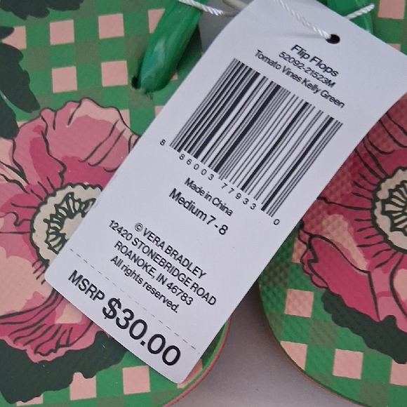 Vera Bradley Green and Pink Floral Sandals - Picture 3 of 3
